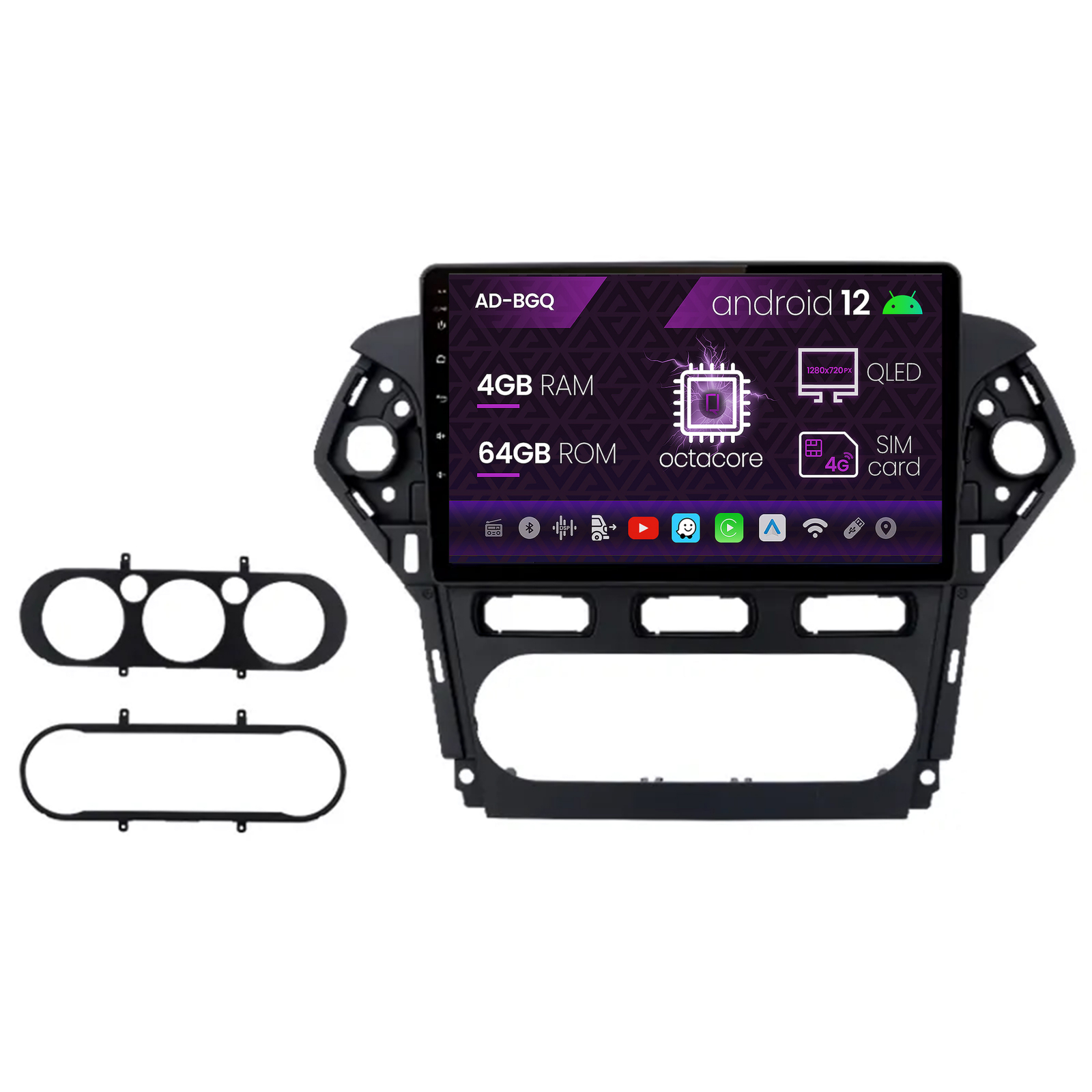 Navigatie Ford Mondeo (2011-2013), Android 12, Q-Octacore   4GB RAM + 64GB ROM, 9 Inch - AD-BGQ9004+AD-BGRKIT128