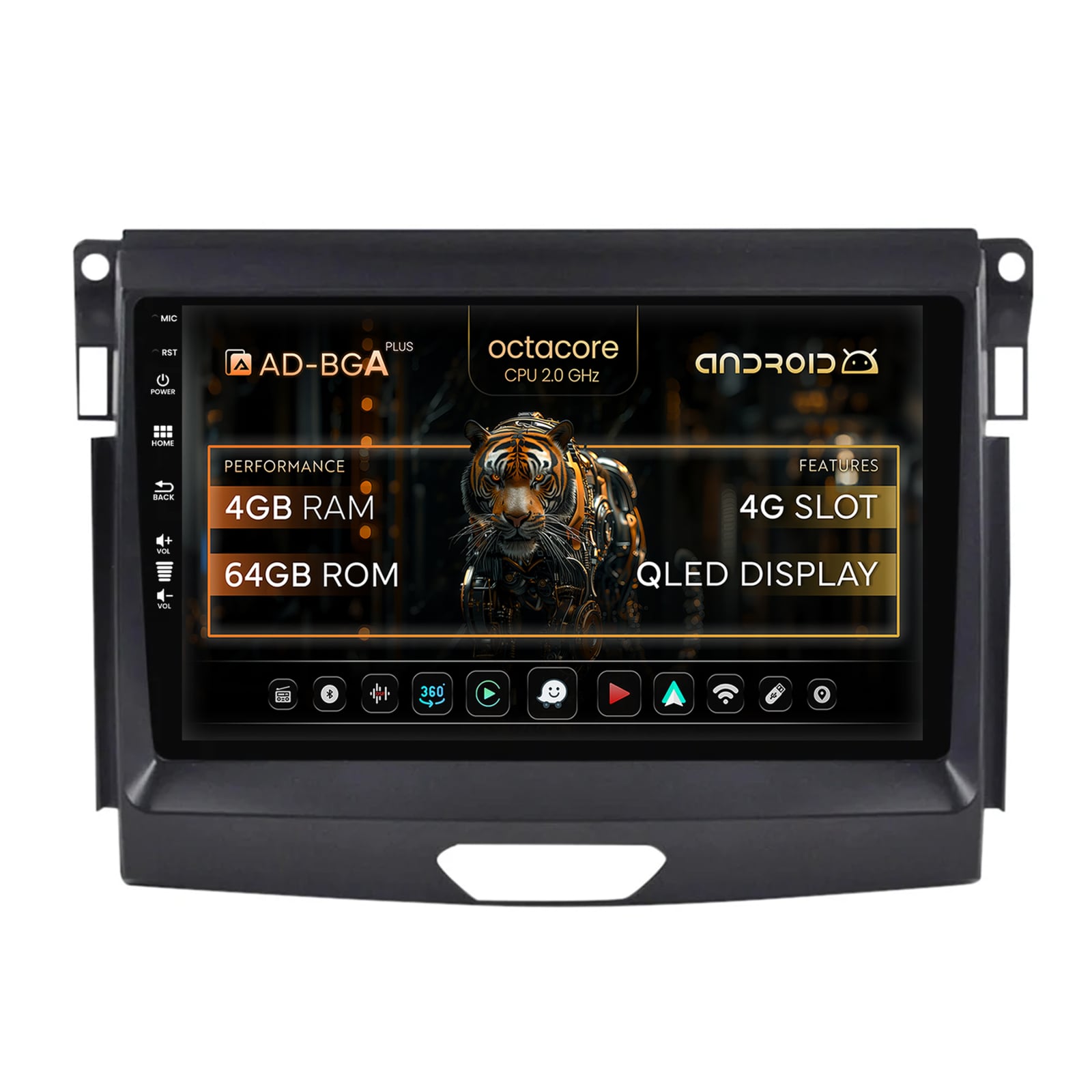 Navigatie Ford Ranger (2015-2020), Android 13, A-Octacore   4GB RAM + 64GB ROM, 9 Inch - AD-BGA9004+AD-BGRKIT120