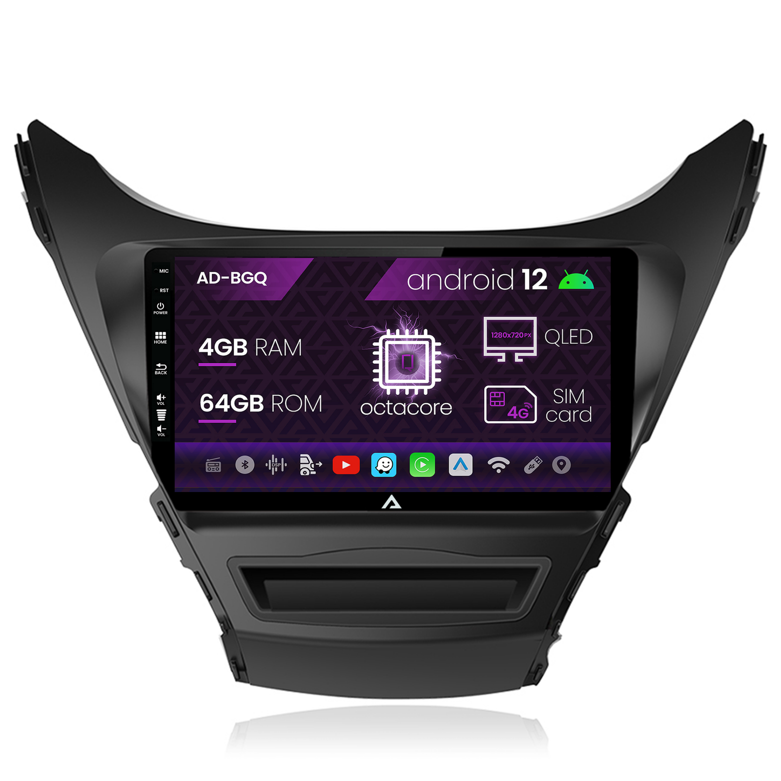 Navigatie Hyundai Elantra (2012-2014), Android 12, Q-Octacore   4GB RAM + 64GB ROM, 9Inch - AD-BGQ9004+AD-BGRKIT177