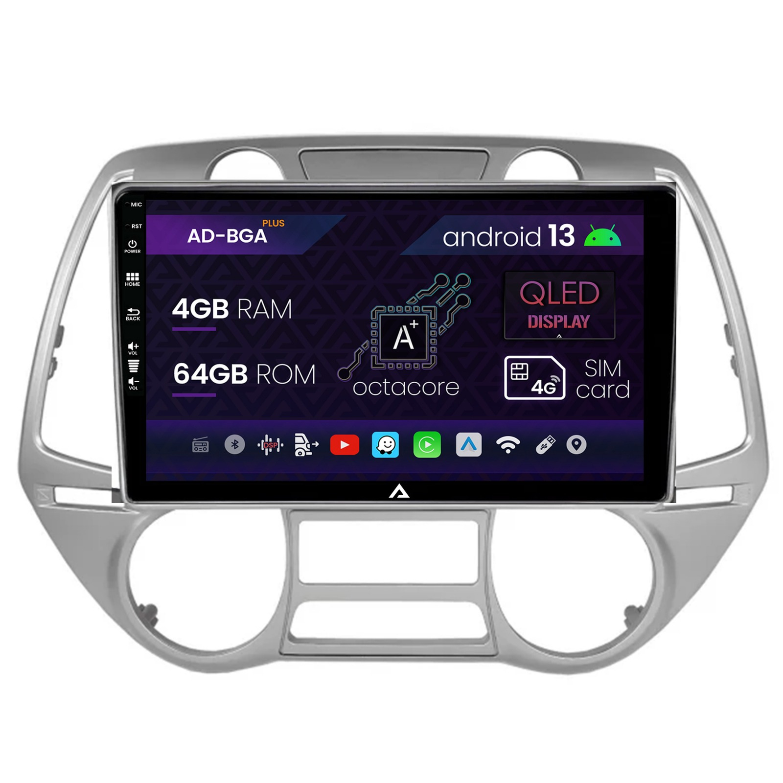 Navigatie Hyundai I20 (2008-2012), climă automată, Android, A-Octacore / 4GB RAM + 64GB ROM, 9 Inch - AD-BGA9004+AD-BGRKIT219V2
