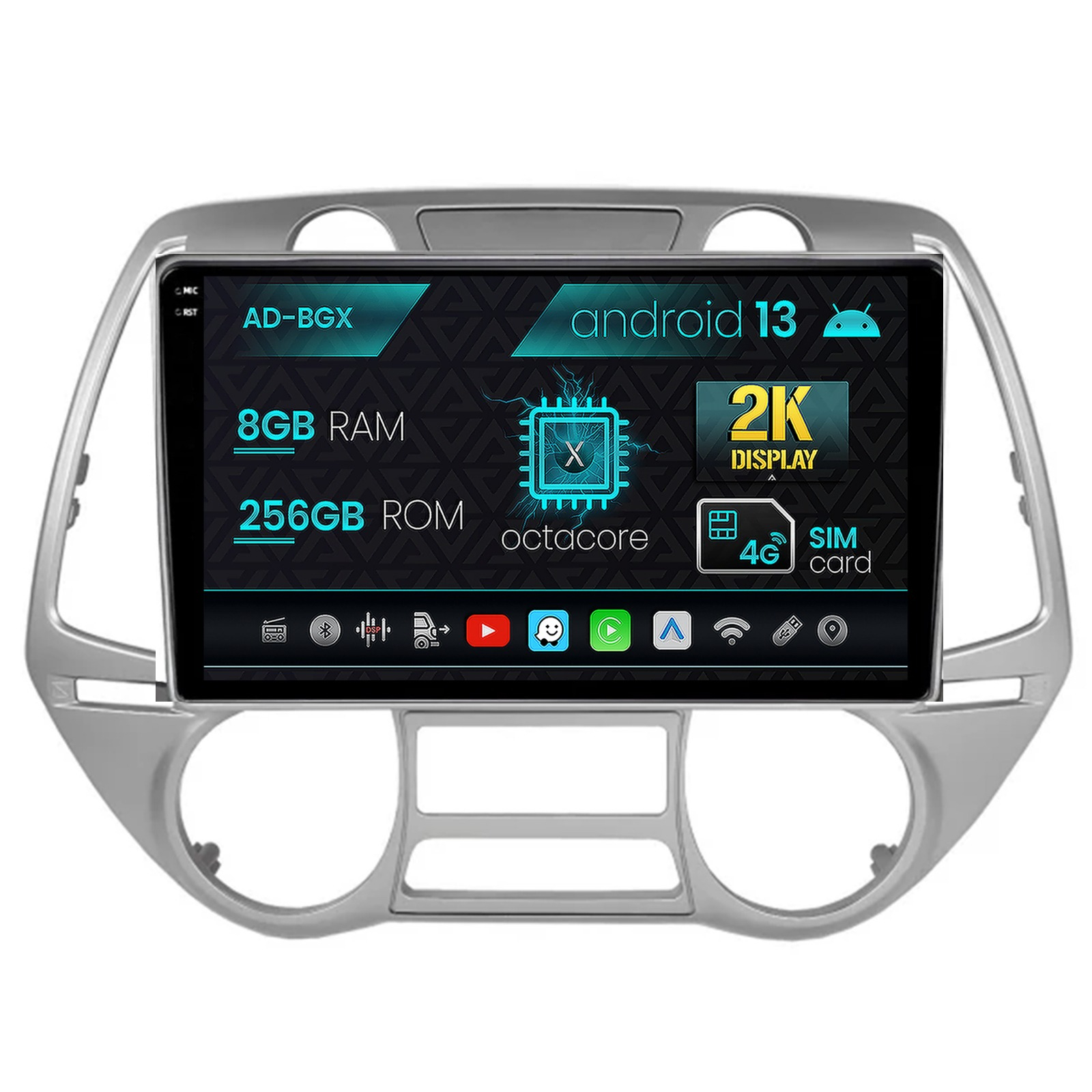 Navigatie Hyundai I20 (2008-2012), climă automată, Android, X-Octacore / 8GB RAM + 256GB ROM, 9.5 Inch - AD-BGX9008+AD-BGRKIT219V2