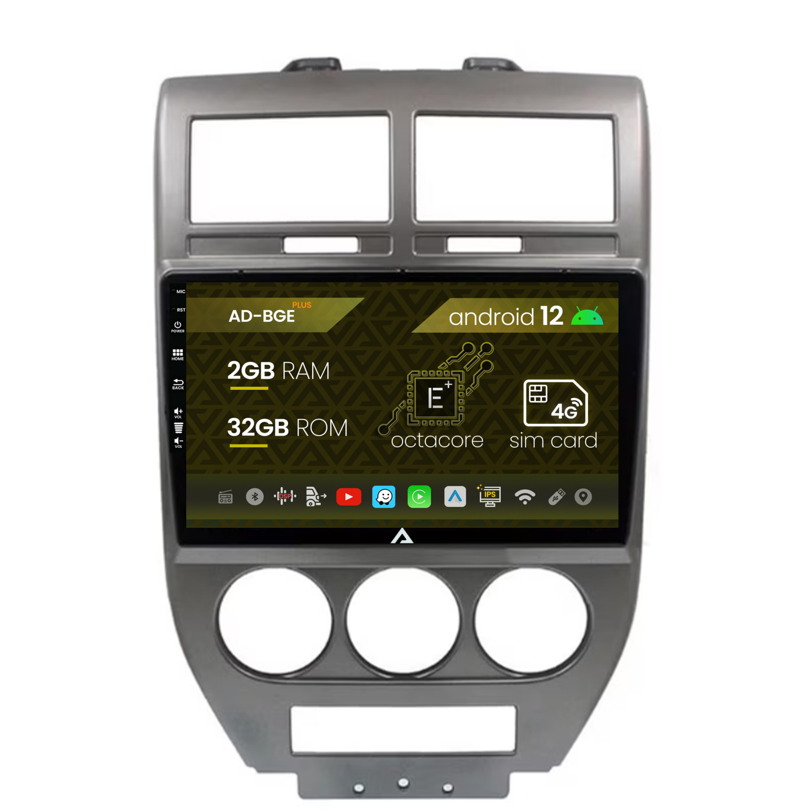 Navigatie Jeep Compass Patriot (2006-2010), Android 12, E-Octacore   2GB RAM + 32GB ROM, 9 Inch - AD-BGE9002+AD-BGRKIT295