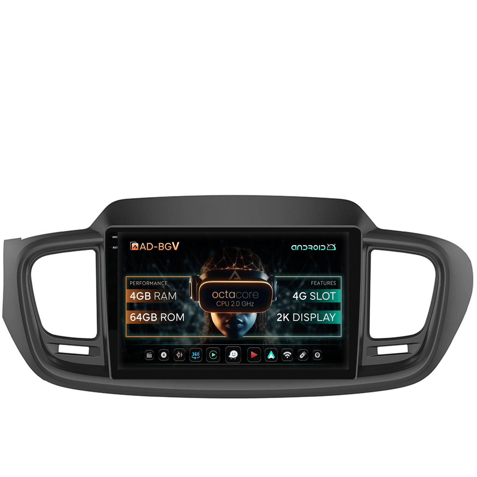 Navigatie Kia Sorento (2014+), Android, V-Octacore   4GB RAM + 64GB ROM, 10.36 Inch - AD-BGV10004+AD-BGRKIT184