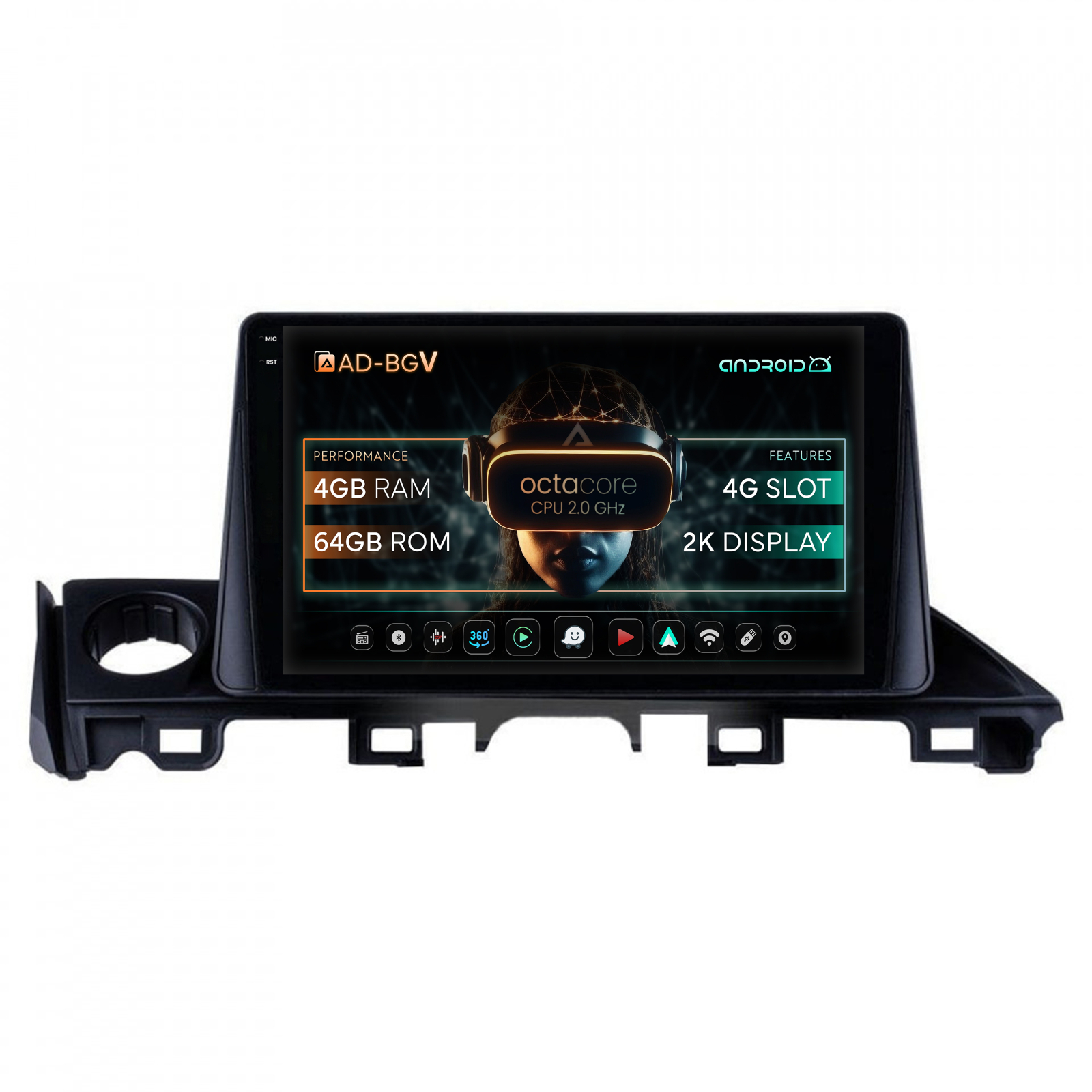 Navigatie Mazda 6 lll (2015-2018), Android, V-Octacore   4GB RAM + 64GB ROM, 9.5 Inch - AD-BGV9004+AD-BGRKIT329