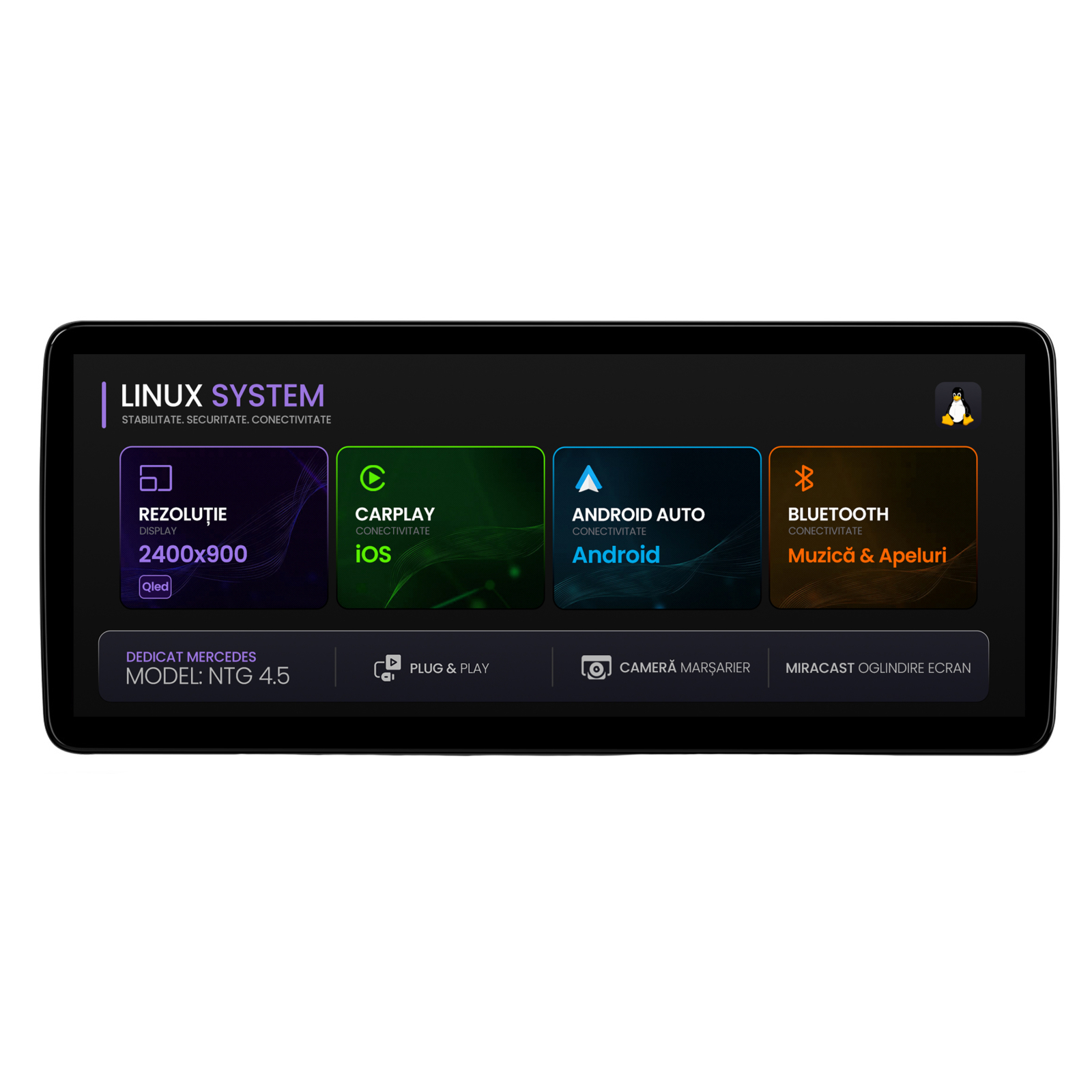 Navigatie Mercedes Benz A-Class W176 (2013-2015), Linux OS  OEM, NTG 4.5, CarPlay  Android Auto Wireless, MirrorLink, Camera AHD, 12.3 Inch...
