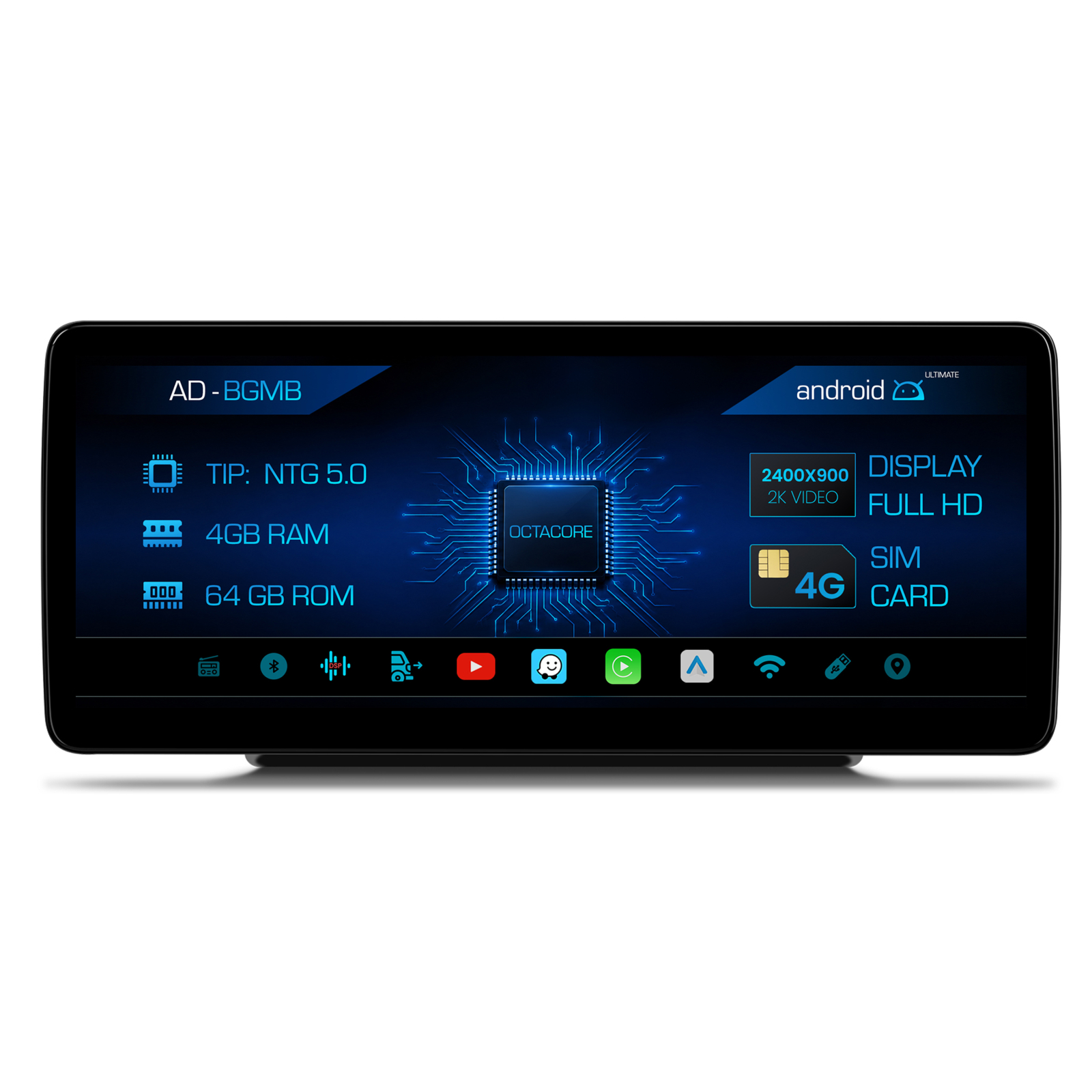 Navigatie Mercedes Benz B-Class W246 (2016-2018), NTG 5.0, Android, MB-Octacore, 4GB RAM + 64GB ROM, 12.3 Inch - AD-BGMB1200450+AD-BGRKITMB008