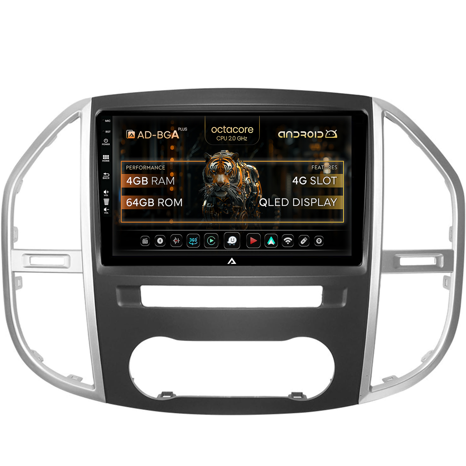 Navigatie Mercedes Benz Vito (2016+), Android, A-Octacore   4GB RAM + 64GB ROM, 10.1 Inch - AD-BGA10004+AD-BGRKIT407V3