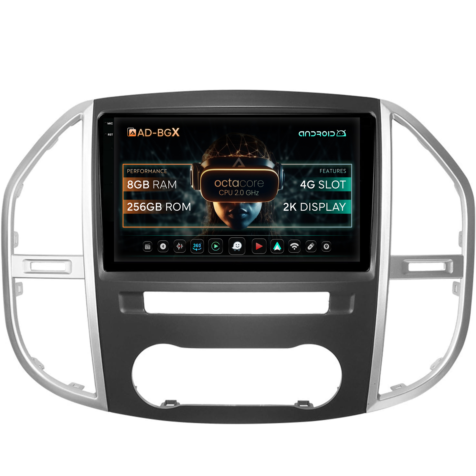 Navigatie Mercedes Benz Vito (2016+), Android, X-Octacore   8GB RAM + 256GB ROM, 10.36 Inch - AD-BGX10008+AD-BGRKIT407V3