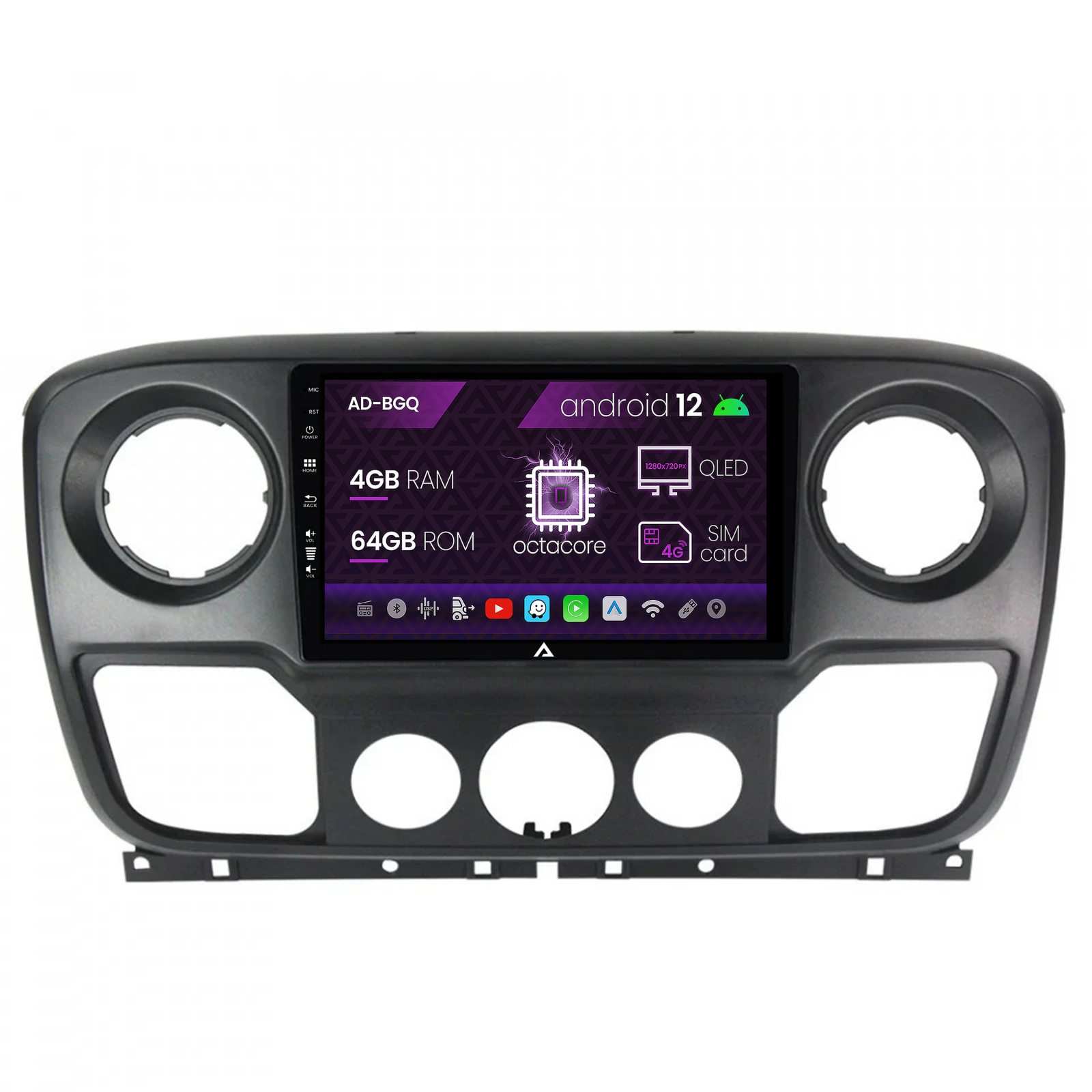 Navigatie Opel Movano   Renault Master (2011-2021), Android 12, Q-Octacore   4GB RAM + 64GB ROM, 10.1 Inch - AD-BGQ10004+AD-BGRKIT380V2
