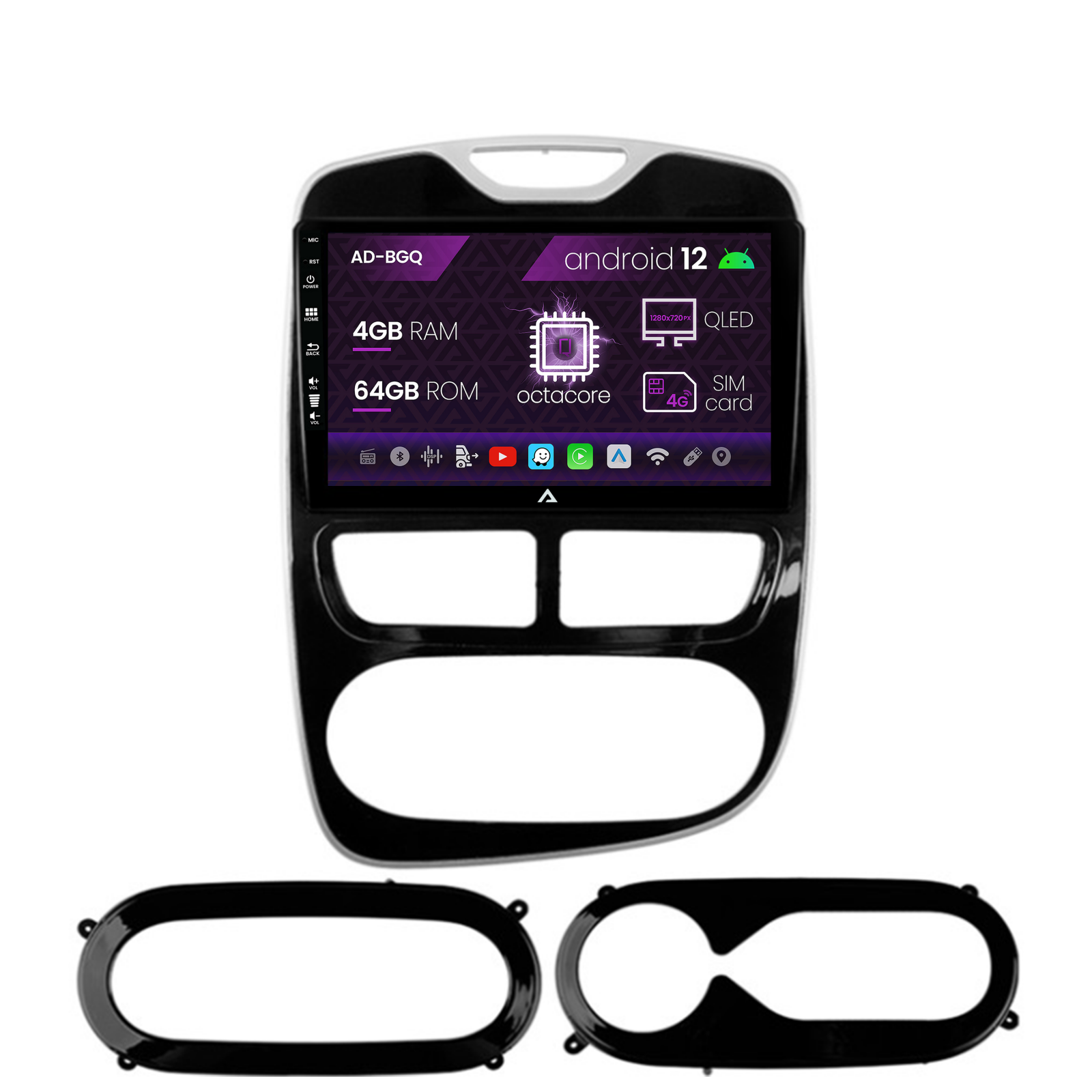 Navigatie Renault Clio IV (2012-2016), Android 12, Q-Octacore   4GB RAM + 64GB ROM, 10.1 Inch -AD-BGQ10004+AD-BGRKIT369