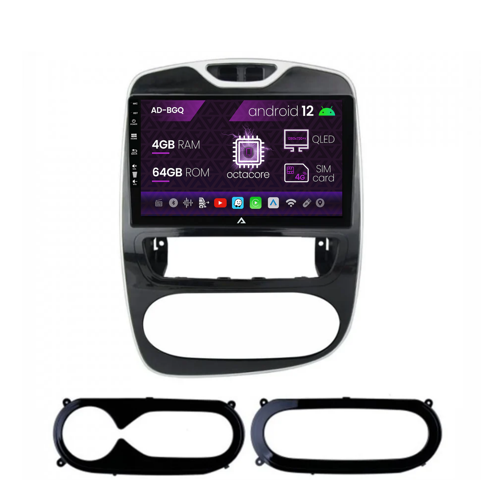 Navigatie Renault Clio IV (2016-2019), Android 12, Q-Octacore   4GB RAM + 64GB ROM, 10.1 Inch - AD-BGQ10004+AD-BGRKIT370