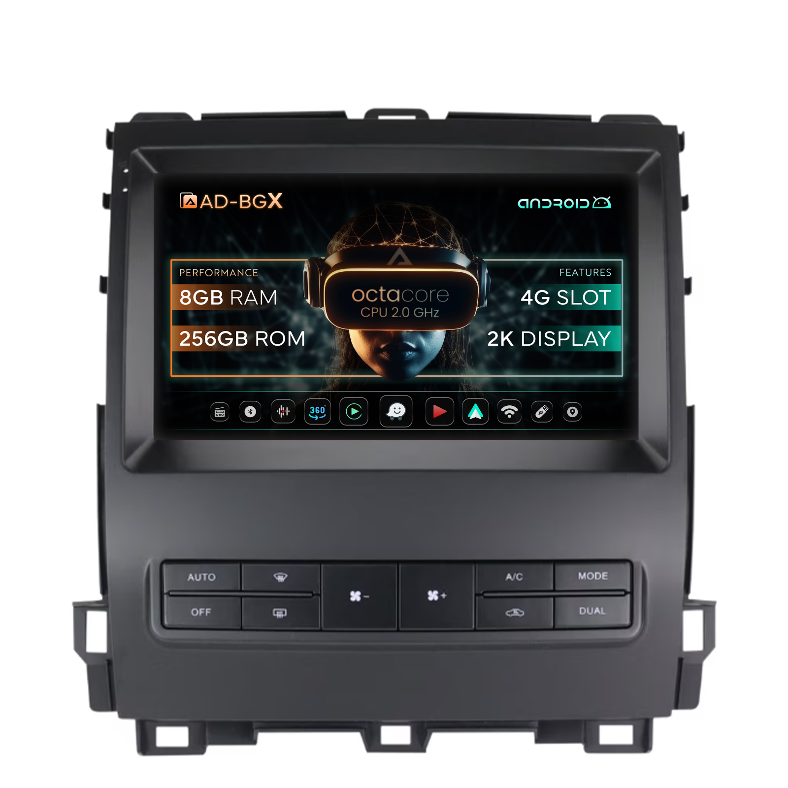 Navigatie Toyota Prado J120 (2002-2010), Android, X-Octacore   8GB RAM + 256GB ROM, 9.5 Inch - AD-BGX9008+AD-BGRKIT083V2