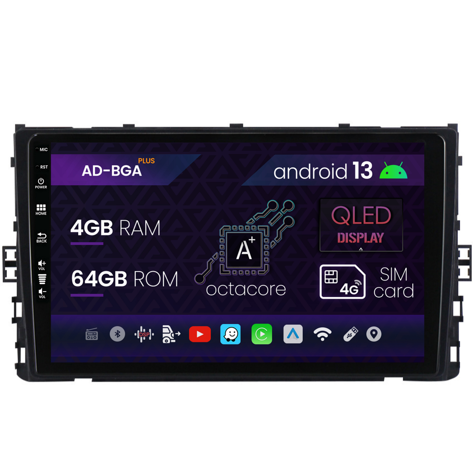 Navigatie Volkswagen Polo (2018+), Android 13, A-Octacore   4GB RAM + 64GB ROM, 9 Inch - AD-BGA9004+AD-BGRKIT041