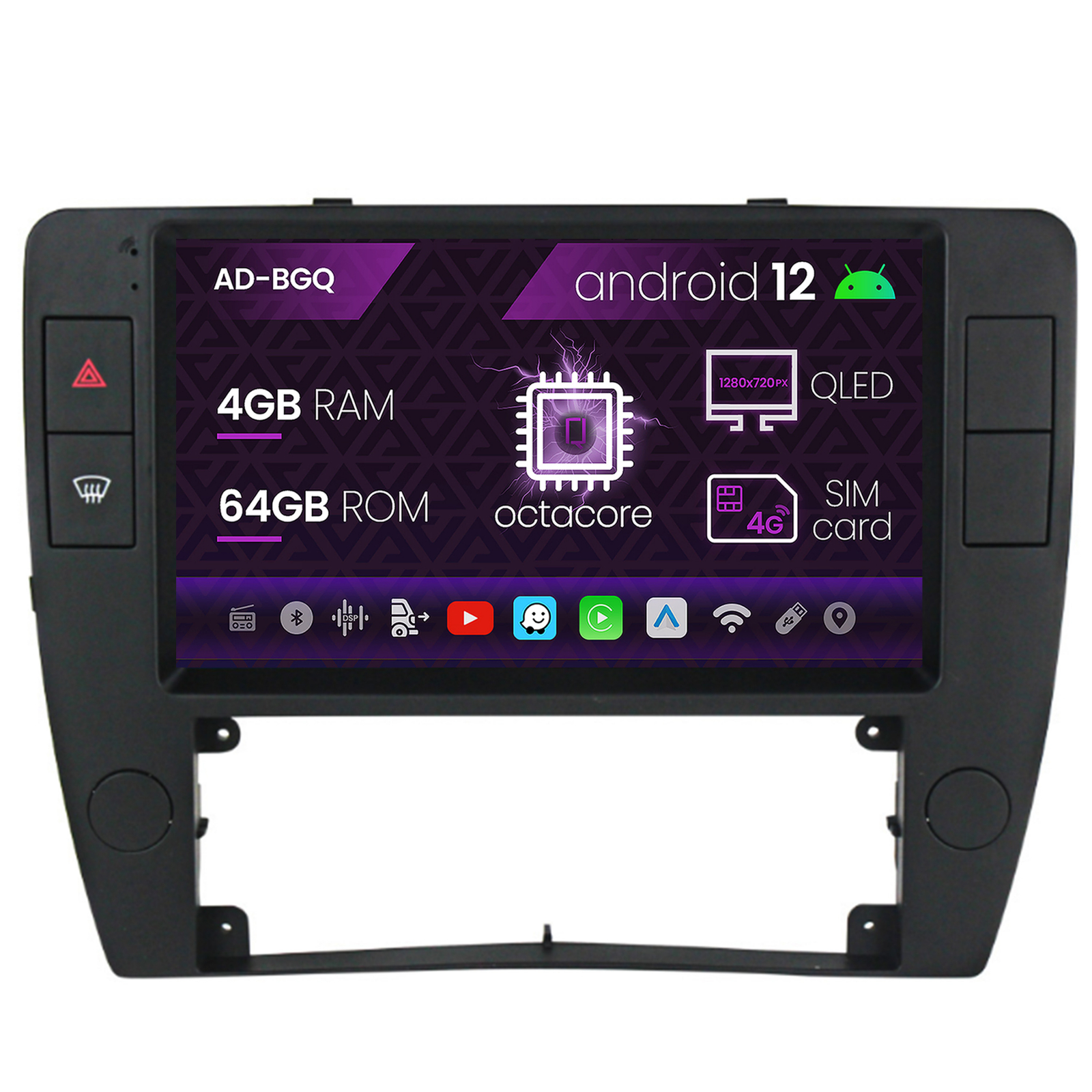 Navigatie Volkswagen Passat B5 5.5 (1996-2005), Android 12, Q-Octacore   4GB RAM + 64GB ROM, 9 Inch - AD-BGQ9004+AD-BGRKIT25OLD