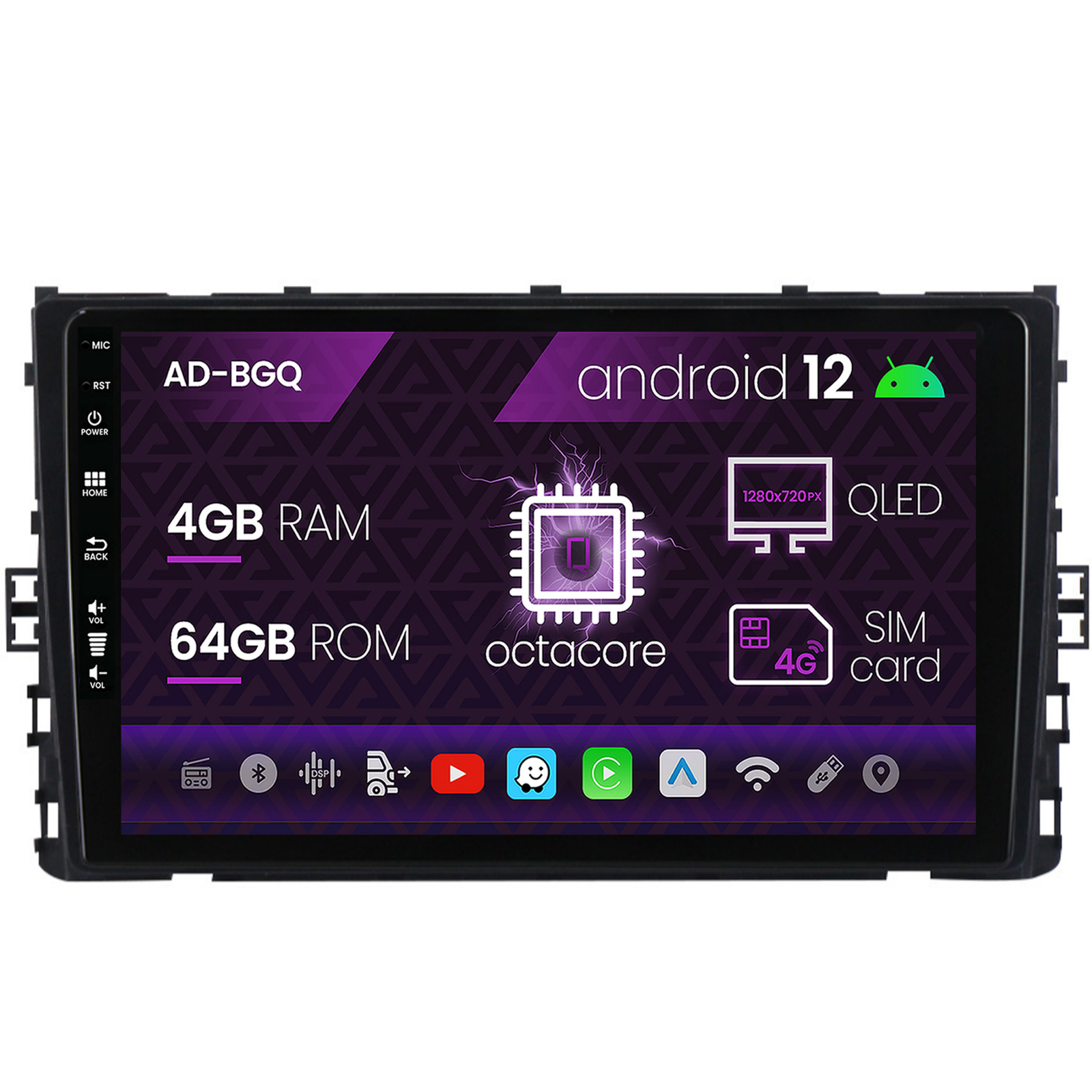 Navigatie Volkswagen T-Roc (2017-Prezent), Android 12, Q-Octacore   4GB RAM + 64GB ROM, 9 Inch - AD-BGQ9004+AD-BGRKIT035V2