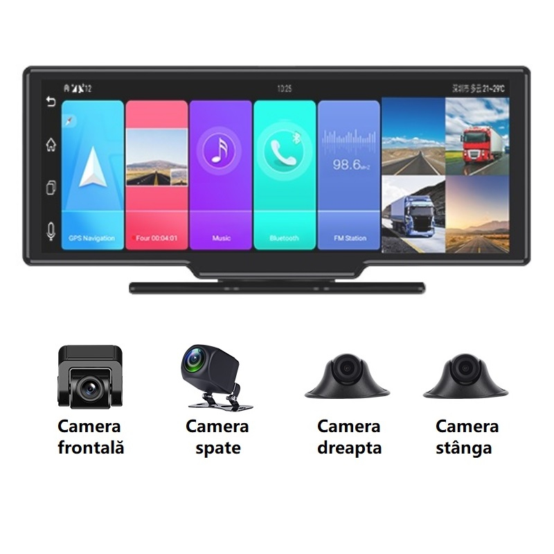 Navigator pentru bord autoturism STAR T99 DVR, 4G, 10.26   touch screen, Android 8.1, 2GB RAM 32GB ROM, Flota, DMS, GPS, ADAS, 4 Camere