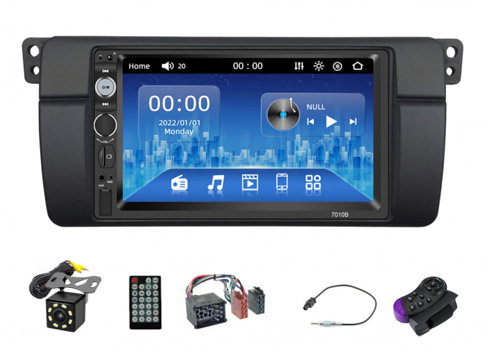 [KIT] MP5 Player pentru BMW E46, WinCE, Bluetooth, USB, CardSD, Camera Marsarier, Auxiliar, Mirrorlink, Touchscreen - AD-BGP7010B+AD-BGRBM0162DIN