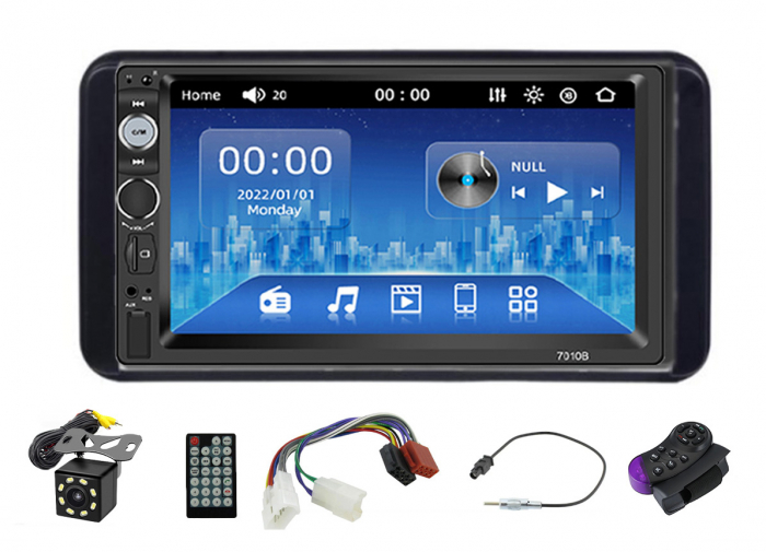 [KIT] MP5 Player pentru Toyota, WinCE, Bluetooth, USB, CardSD, Camera Marsarier, Auxiliar, Mirrorlink, Touchscreen, - AD-BGP7010B+AD-BGRTO1182DIN