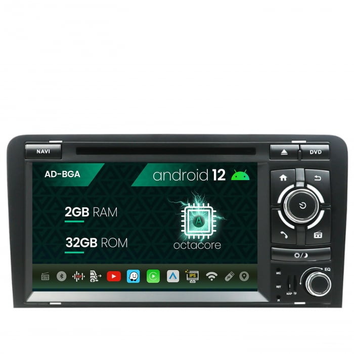 Navigatie Audi A3 S3 RS3, Android 13, A-Octacore 2GB RAM + 32GB ROM, 7 Inch cu DVD- AD-BGAAI372AC