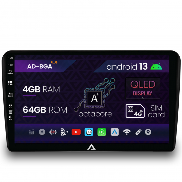 Navigatie Audi A3  S3  RS3, Android 13, A-Octacore   4GB RAM + 64GB ROM, 9 Inch - AD-BGA9004+AD-BGRKIT424