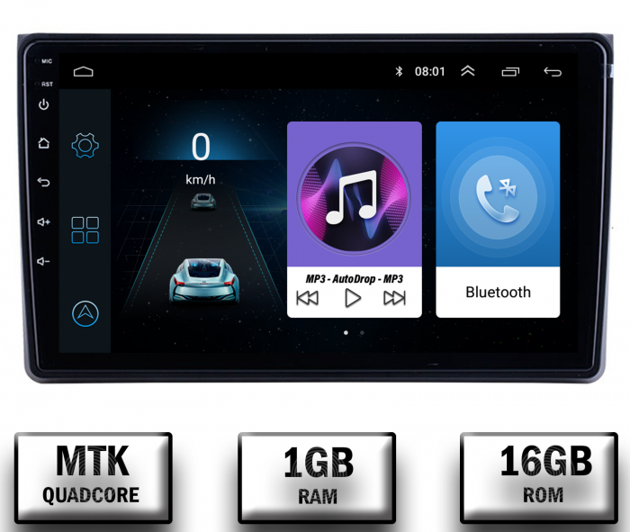 Navigatie Audi A4(B6 B7)   Seat Exeo, Android 10, P-Quadcore   1GB RAM + 16GB ROM, 9 Inch - AD-BGP9001+AD-BGRKIT425