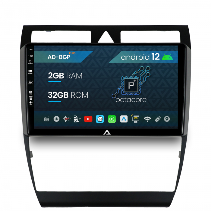 Navigatie Audi A6 (1999-2004), Android 12, P-Octacore   2GB RAM + 32GB ROM, 9 Inch - AD-BGP9002+AD-BGRKIT429