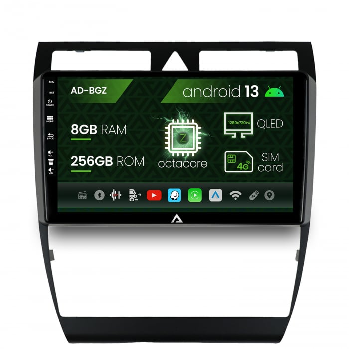 Navigatie Audi A6 (1999-2004), Android 13, Z-Octacore   8GB RAM + 256GB ROM, 9 Inch - AD-BGZ9008+AD-BGRKIT429