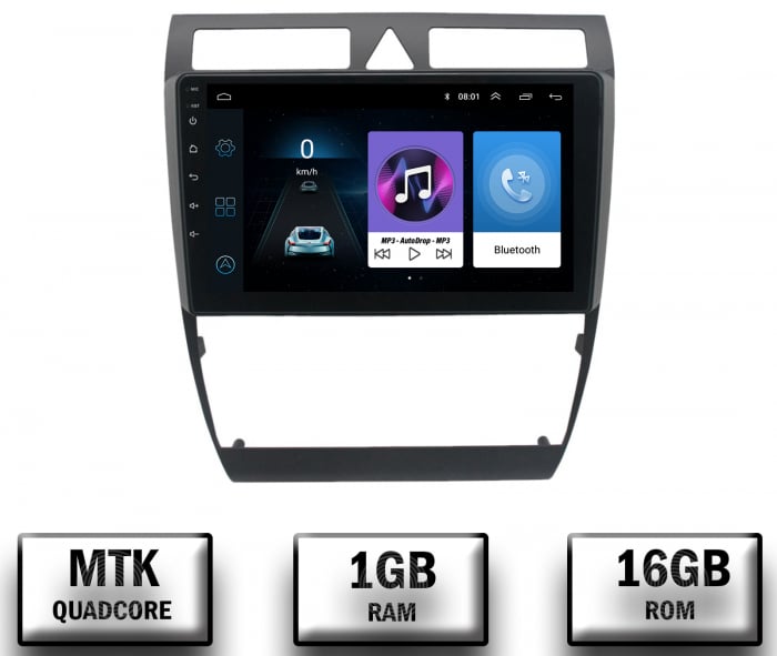 Navigatie Audi A6 (1999-2004), Android 10, P-Quadcore 1GB RAM + 16GB ROM, 9 Inch - AD-BGP9001+AD-BGRKIT429