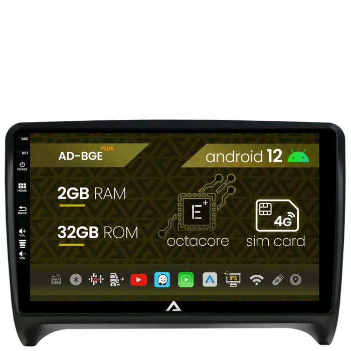 Navigatie Audi TT, Android 12, E-Octacore 2GB RAM + 32GB ROM, 9 Inch - AD-BGE9002+AD-BGRKIT426