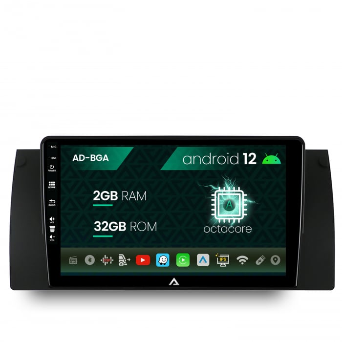 Navigatie BMW E39 E53 E38, Android 13, A-Octacore 2GB RAM + 32GB ROM, 9 Inch - AD-BGA9002+AD-BGRKIT396