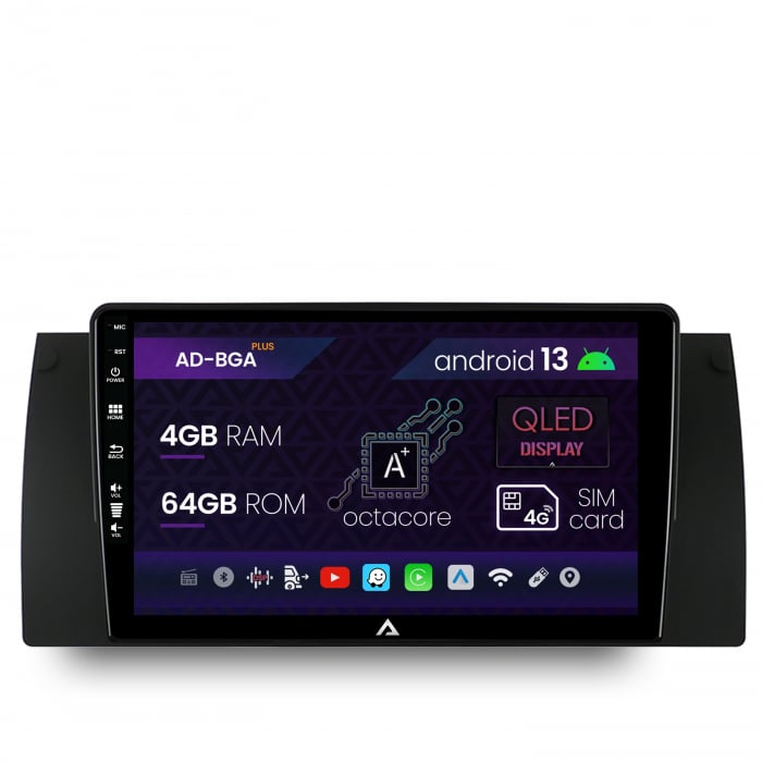 Navigatie BMW E39 E53 E38, Android 13, A-Octacore 4GB RAM + 64GB ROM, 9 Inch - AD-BGA9004+AD-BGRKIT396