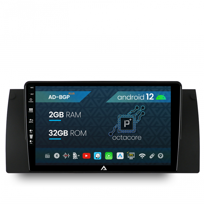 Navigatie BMW E39 E53 E38, Android 12, P-Octacore 2GB RAM + 32GB ROM, 9 inch - AD-BGP9002+AD-BGRKIT396