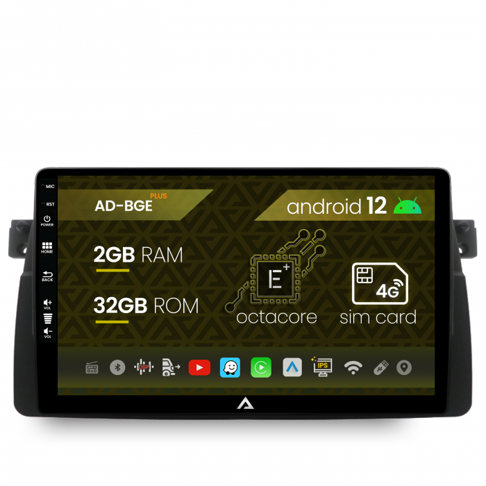 Navigatie BMW E46, Android 12, E-Octacore   2GB RAM + 32GB ROM, 9 Inch - AD-BGE9002+AD-BGRKIT397