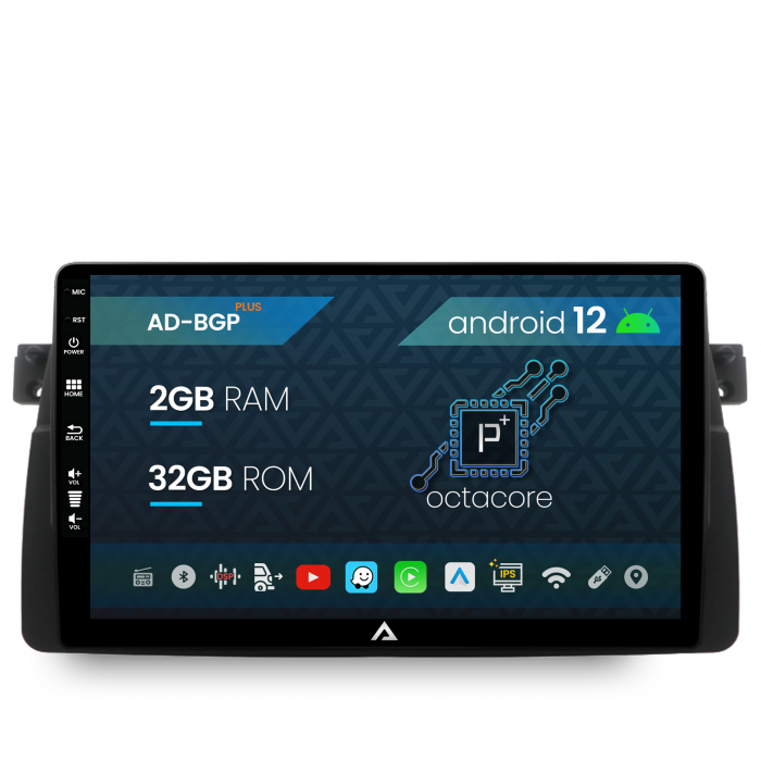 Navigatie BMW E46, Android 12, P-Octacore 2GB RAM + 32GB ROM, 9 Inch - AD-BGP9002+AD-BGRKIT397