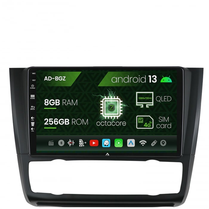 Navigatie BMW Seria 1 E87 (2007-2011), Clima Automata, Android 13, Z-Octacore   8GB RAM + 256GB ROM, 9 Inch - AD-BGZ9008+AD-BGRKIT399