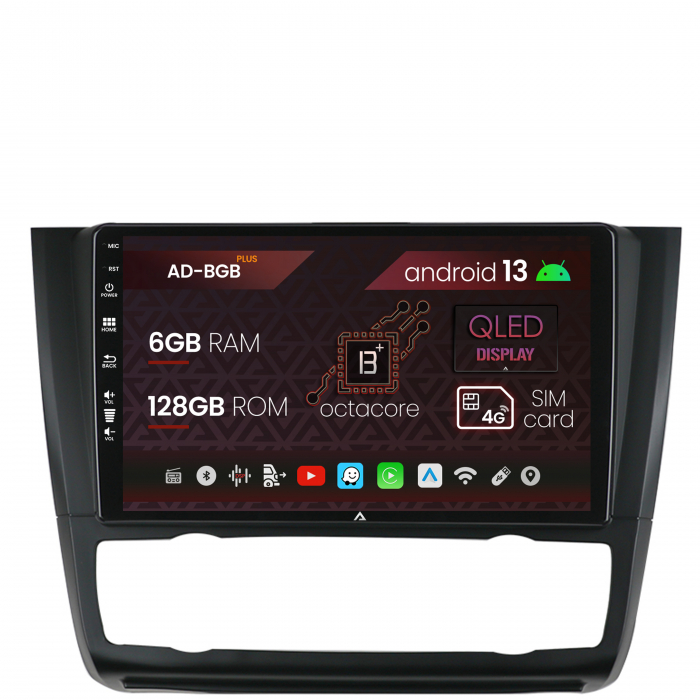 Navigatie BMW Seria 1 E87 (2007-2011), Clima Automata, Android 13, A-Octacore   6GB RAM + 128GB ROM, 9 Inch - AD-BGB9006+AD-BGRKIT399