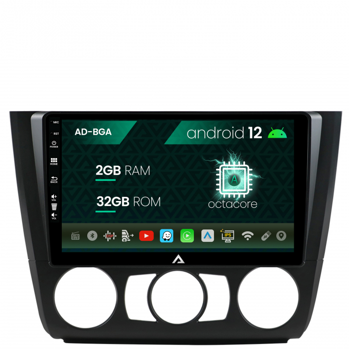 Navigatie BMW Seria 1 E87 (2007-2011), Clima Manuala, Android 13, A-Octacore 2GB RAM + 32GB ROM, 9 Inch - AD-BGA9002+AD-BGRKIT398