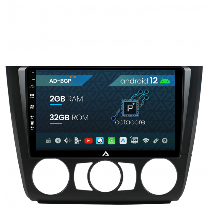 Navigatie BMW Seria 1 E87 (2007-2011), Clima Manuala, Android 12, P-Octacore   2GB RAM + 32GB ROM, 9 Inch - AD-BGP9002+AD-BGRKIT398