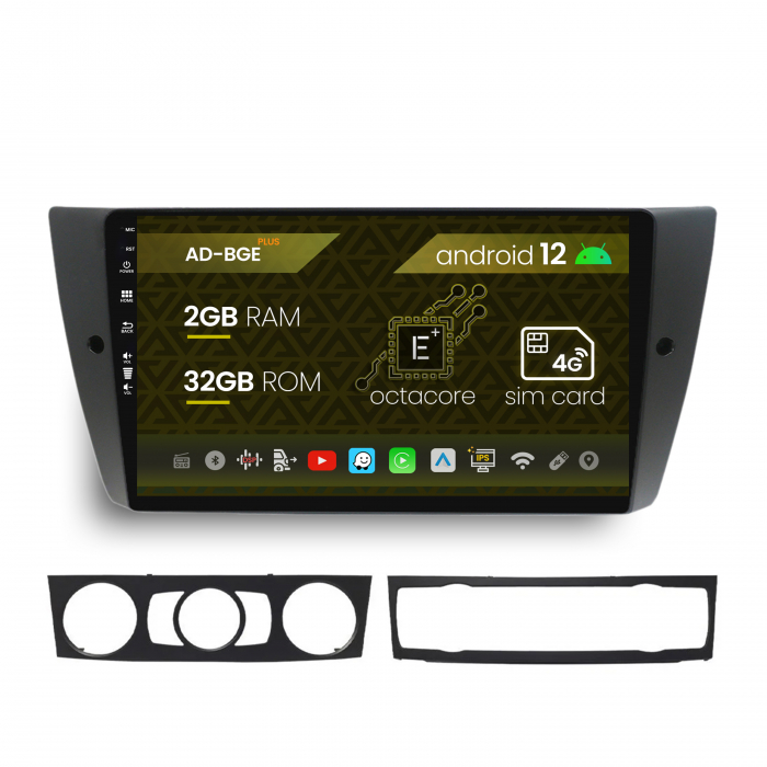 Navigatie BMW Seria 3 E90, E91, E92, Android 12, E-Octacore 2GB RAM + 32GB ROM, 9 Inch - AD-BGE9002+AD-BGRKIT391