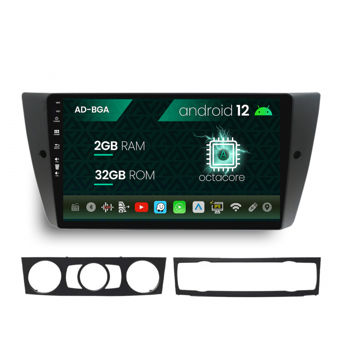 Navigatie BMW Seria 3 E90, E91, E92, Android 13, A-Octacore 2GB RAM + 32GB ROM, 9 Inch - AD-BGA9002+AD-BGRKIT391