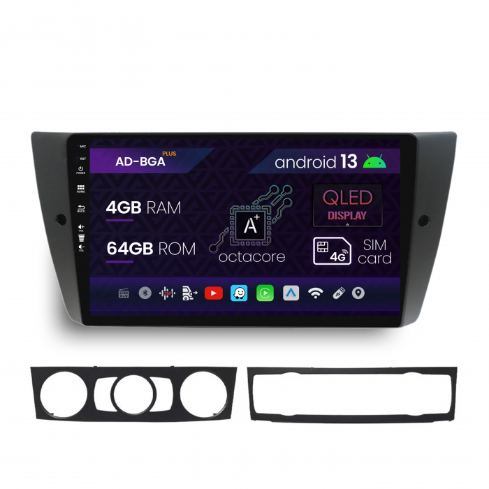 Navigatie BMW Seria 3 E90, E91, E92, Android 13, A-Octacore   4GB RAM + 64GB ROM, 9 Inch - AD-BGA9004+AD-BGRKIT391