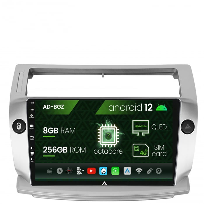 Navigatie Citroen C4 (2004-2014), Android 13, Z-Octacore 8GB RAM + 256GB ROM, 9 Inch - AD-BGZ9008+AD-BGRKIT346