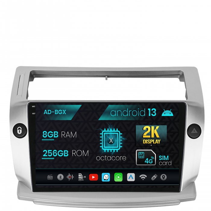 Navigatie Citroen C4 (2004-2014), Android 13, X-Octacore 8GB RAM + 256GB ROM, 9.5 Inch - AD-BGX9008+AD-BGRKIT346