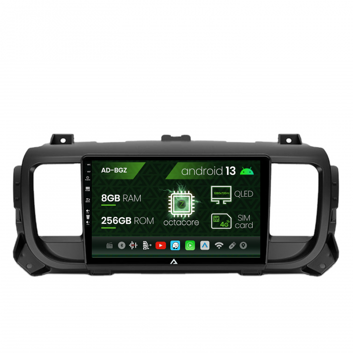 Navigatie Citroen Jumpy   Peugeot Expert (2017-2021), Android 13, Z-Octacore   8GB RAM + 256GB ROM, 9 Inch - AD-BGZ9008+AD-BGRKIT348
