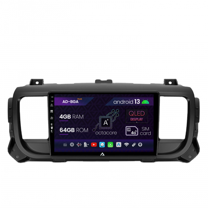 Navigatie Citroen Jumpy   Peugeot Expert (2017-2021), Android 13, A-Octacore   4GB RAM + 64GB ROM, 9 Inch - AD-BGA9004+AD-BGRKIT348