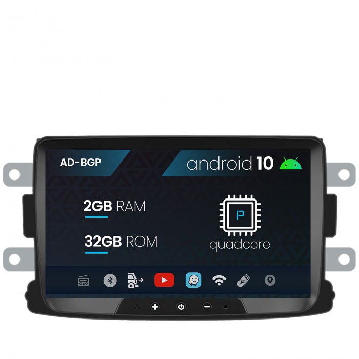 Navigatie Dacia, Android 10, P-Quadcore 2GB RAM + 32GB ROM, 8 Inch - AD-BGPDCADMTK2GB