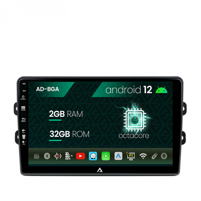 Navigatie Dacia Renault, Android 13, A-Octacore 2GB RAM + 32GB ROM, 9 Inch - AD-BGA9002+AD-BGRKIT383