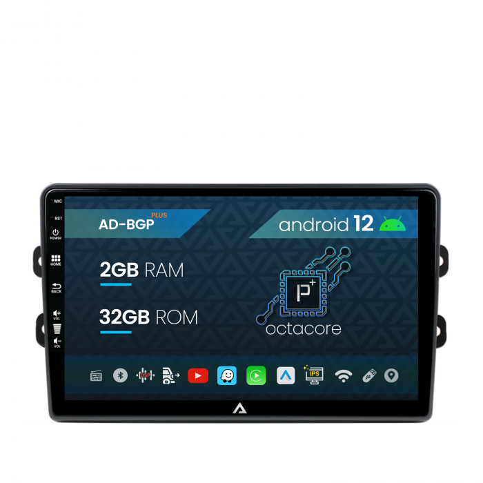 Navigatie Dacia Renault, Android 12, P-Octacore 2GB RAM + 32GB ROM, 9 Inch - AD-BGP9002+AD-BGRKIT383