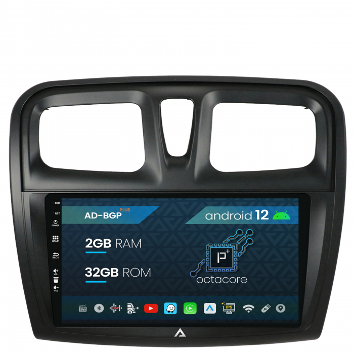 Navigatie Dacia Sandero, Logan, Android 12, P-Octacore 2GB RAM + 32GB ROM, 9 Inch - AD-BGP9002+AD-BGRKIT375