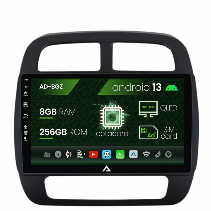 Navigatie Dacia Spring (2021- Prezent), Android 13, Z-Octacore 8GB RAM + 256GB ROM, 9 Inch - AD-BGZ9008+AD-BGRKIT366V4s